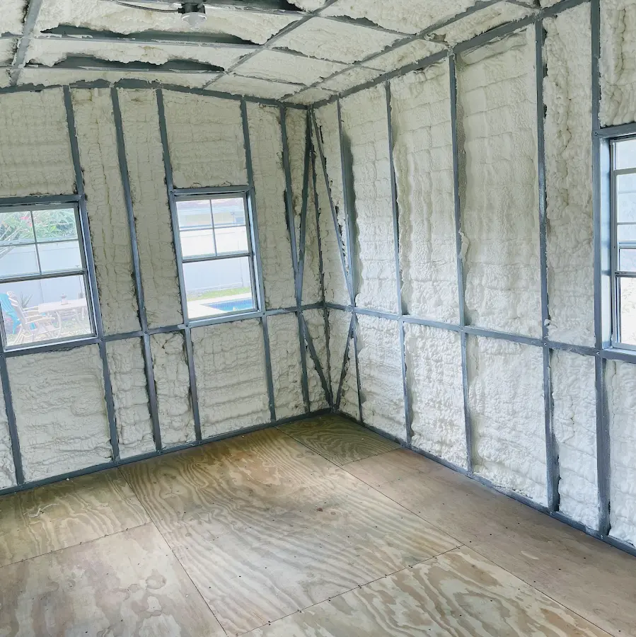 Closed-cell spray foam insulation applied to wall cavities in a residential project in The Villages